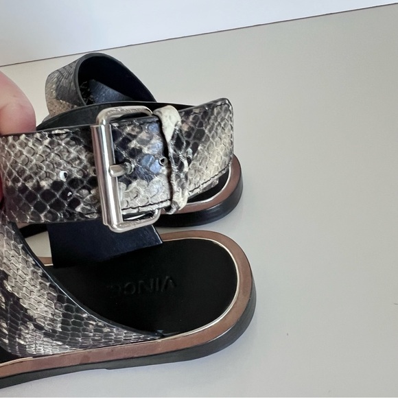 Vince Women’s Mailin Snake Embossed Ankle Wrap Sandal - Picture 7 of 10